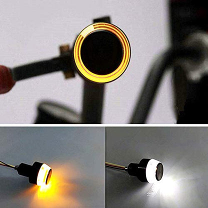 TOPKU Motorcycle Turn Signal Light Grip Bar Plug Strobe Side Marker End LED Handlebar Motorcycle Handle Bar Grip Plug Side Marker Lamp Accessory 2-Pack