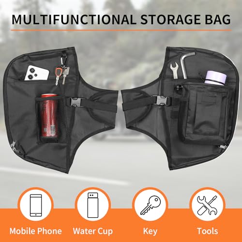 AUFER Highway Crash Bar Cover Soft Lowers Chaps Leg Warmer bag With Tactical Military Water Bottle Pouch Compatible With For Harley Touring Street Glide Road King Road Glide Electra Glide 1980-2024 - size: Engine Guard Cover + Water Cup Bag
