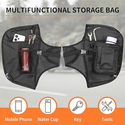 AUFER Highway Crash Bar Cover Soft Lowers Chaps Leg Warmer bag With Tactical Military Water Bottle Pouch Compatible With For Harley Touring Street Glide Road King Road Glide Electra Glide 1980-2024 - size: Engine Guard Cover + Water Cup Bag