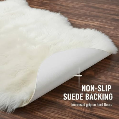 Premium Genuine Fur Sheepskin Rug - Real N.Z. 100% Sheepskin Natural Luxury Fluffy Lambskin Fur Area Rug - Seat Cover for Sofa Chair and Bedroom - 2' W x 3'L - Natural Creamy White Wool - color: Natural (Yellow Undertones), size: 2' x 3' (Natural)