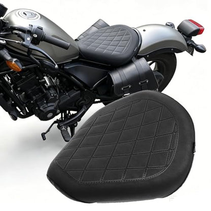 Touring Soft Leather Front Driver Seat Cushion Pad Rear Passenger Pillion fit for Ho-nda Rebel CMX 300 500 2017 2018 2019 2020 2021 2022 2023 (Front driver seat-black) (MD-222-223-JP) - color: Front driver seat-black