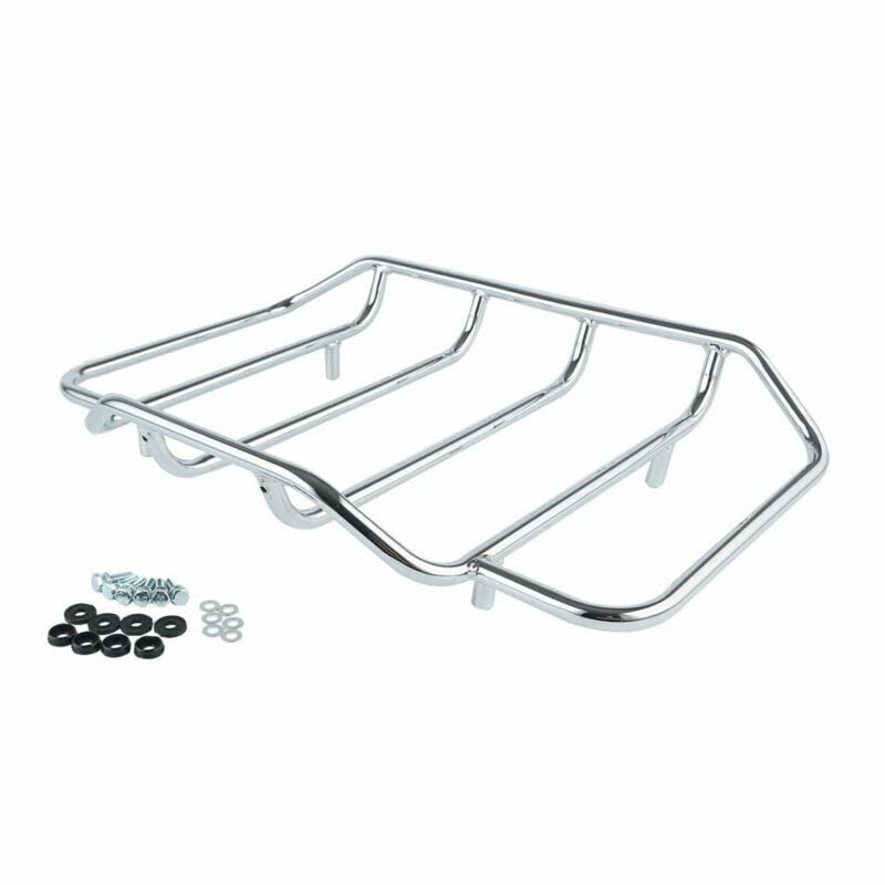 TCMT King Motorcycle Trunk Box Backrest 2 Up Mounting Rack Luggage Rack Fit for Harley 2014-2025 Touring CVO Road King Road Glide Street Glide Electra Glide Pack - color: Style B Chrome 2 Up Rack#1