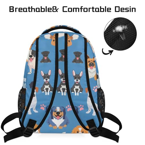 Cute Dog Paw College Backpack for Women Men, Large Capacity Animal Blue Print School Bookbag Lightweight Casual Travel Daypack 18 Inch - color: Cute Dog