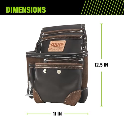 AWP Tool Pouch, Electrician Tool Pouch, Premium, Professional Multi-Pocket Organizer - size: 1 Pack, style: TrapJaw Leather Tool Pouch