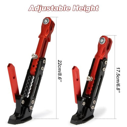 Universal Motorcycle Side Stand - PSLER Adjustable Aluminum Alloy Short Motorcycle Kickstand for Electric Scooter Motorbike Mini Pit Dirt Bike, Red