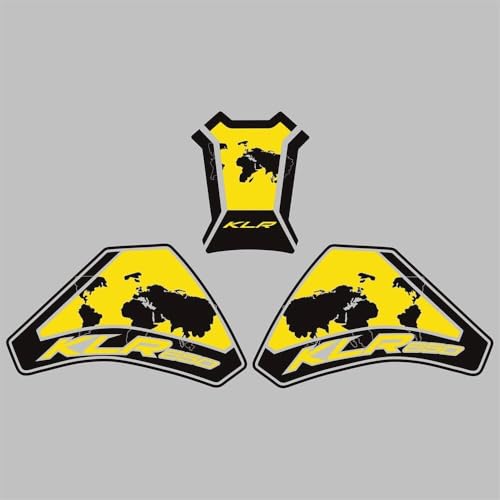 KLR650 Tank PAD Front Side Tank Pad Fuel Compatible with Klr650 2022-2025 3D Gel Tank Fuel Gip Klr650 Pad (Yellow) - color: 144 Yellow