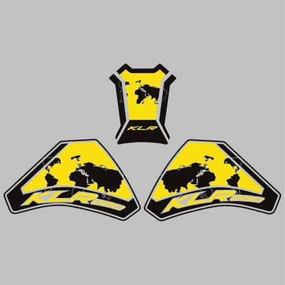 KLR650 Tank PAD Front Side Tank Pad Fuel Compatible with Klr650 2022-2025 3D Gel Tank Fuel Gip Klr650 Pad (Yellow) - color: 144 Yellow