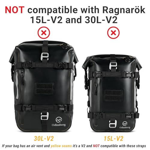 Odinsberg Ragnarök Motorcycle Cinch Straps V1-2 Pack – Compatible with Ragnarök 7L & 15L Bags V1 (not 30L version) – Quick Release Buckle Motorcycle Tie Down Straps | Luggage Straps for Motorcycles