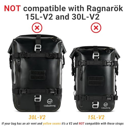 Odinsberg Ragnarök Motorcycle Cinch Straps V1-2 Pack – Compatible with Ragnarök 7L & 15L Bags V1 (not 30L version) – Quick Release Buckle Motorcycle Tie Down Straps | Luggage Straps for Motorcycles