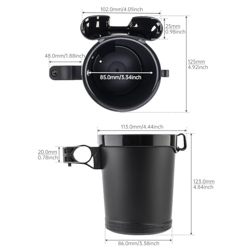 3-in-1 Bike Cup Holder with Cell Phone Keys Hook -Universal Water Bottle Holder for Walker/Wheelchair/Stroller/Scooter, Fits 0.87" Round Handlebar and 2.7" Cup Base,Black - color: black