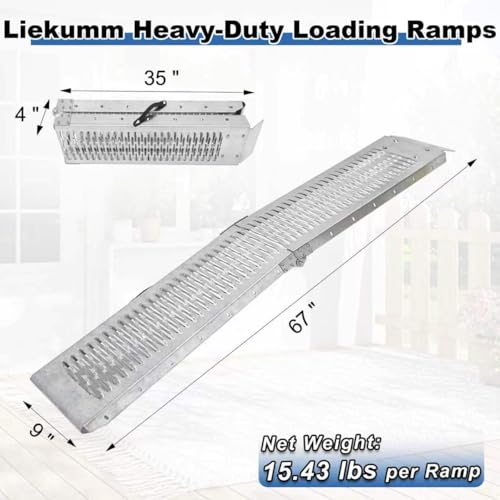 LIEKUMM 67" Folding Motorcycle Ramp, 500 lbs Heavy Duty Loading Ramp for Pickup Trucks, Portable Truck Ramp for Dirt Bike, Trailer, Lawn Mower (1-Pack) - size: 67"L x 9"W（1PC)