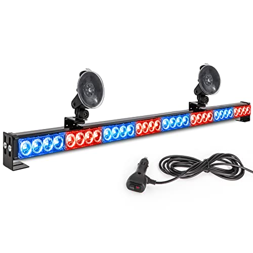 Led Warning Lights 36 Inch Police Emergency Strobe Light Bar 13 Flash Patterns 32 Led Traffic Advisor Vehicle Truck Cop Strobe Warning Flashing Led Safety Light with Cigar Lighter(35. 5 In, Red/Blue) - color: Red/Blue