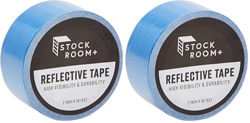 Stockroom Plus Reflective Tape - 2-in x 30-ft, Blue - Waterproof Outdoor Safety Adhesive - Trailer Reflective Tape for Bike & Stairs Marking (Pack of 2) - color: Blue, size: 9144 mm x 50.8 mm x 0.14 mm (Pack of 2)