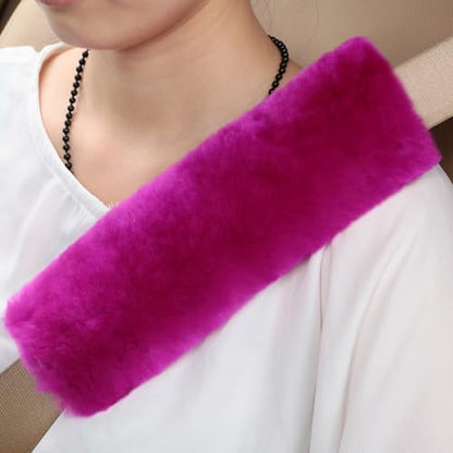 Soft & Cozy Australian Sheepskin Car Seat Belt Covers,2 Pack Fluffy Seatbelt Pads, Genunie Sheepskin Fur Shoulder Straps Cushions for Adults Kids Women and Men (Festival Fuchsia) - color: Festival Fuchsia