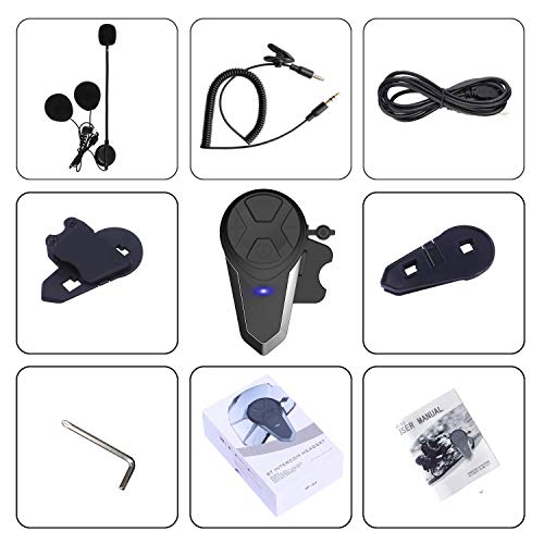 Motorcycle Bluetooth Headset, BT-S3 Bluetooth 5.0 Helmet Intercom Headset up to 3 Riders 1000M Helmet Communication System for Ski/ATV/Dirt Bike/Racing/Climbing(Single) - size: BT-S3 Single Pack