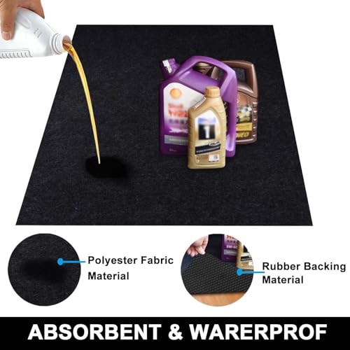 AiBOB Garage Floor Mat, 30 X 36 inches, Oil Spill Mat Under Car, Waterproof Backing Absorbent Pad Protects Floor, Durable, Reusable, Black - size: 2'6" x 3'