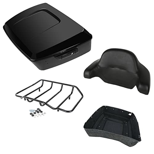 Black King Tour Luggage Trunk Backrest Rack Set Fit for Harley 2014-2025 Touring Road KingRoad Glide Street Glide Electra Glide Ultra-Classic - color: King Pack Trunk Set #3