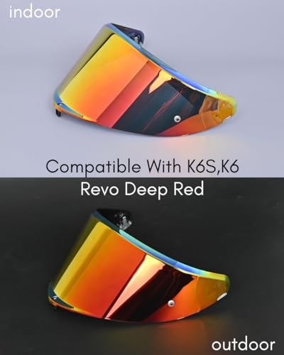 Compatible With K6S Visor K6 Face Shield Replacement Tinted Visor Helmet Accessories (Revo Deep Red) - color: Revo Deep Red