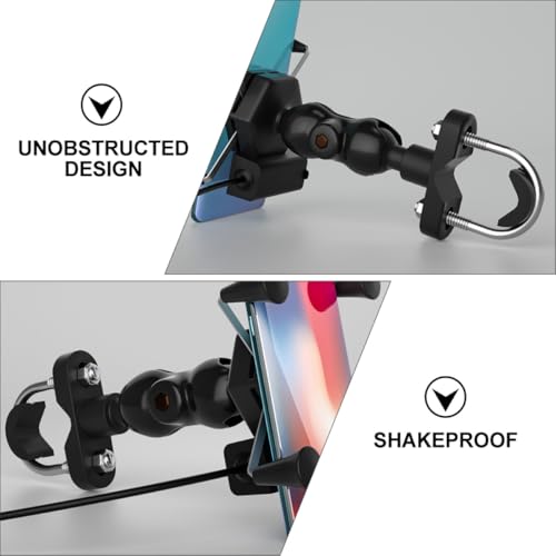 Motorcycle Phone Mount with USB Charger, X-Shaped Anti-Shake Phone Holder for Electric Bike Navigation and Quick Charging on Handlebar