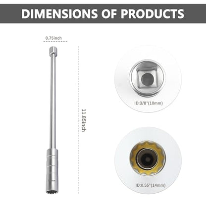 Salior 14mm Extend Spark Plug Socket,Thin Wall 12 Points 3/8" Drive Spark Plug Removal Tool Compatible with BMW Nissan More Car,Steel Magnetic Spark Plug Socket Set Car Tools (14mm Extend)