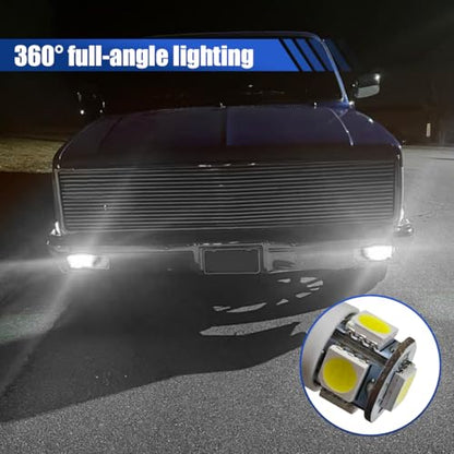 Craedli 2PCS 194 LED Light Bulbs, 12V T10 2825 168 Car License Plate Lights with 5SMD 5050 Chips, 6000K White Bright Wedge Base Lamp Replacement for Car Interior Dome Map(White) - color: White