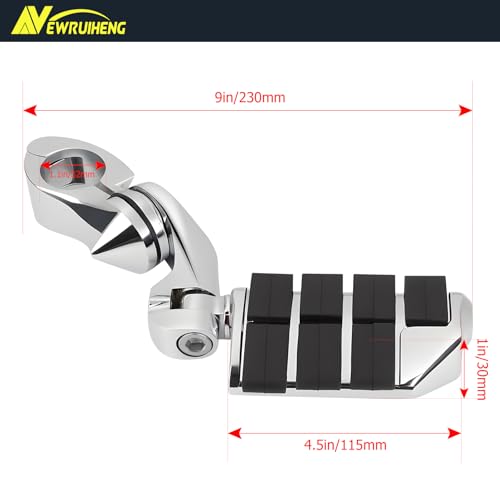 1.25" Motorcycle Highway Footpegs Adjustable Highway Pegs Compatible with Harley Davidson Touring Road King Road Glide Street Glide Electra Glide Sportster with 1 1/4" Highway Bar Chrome