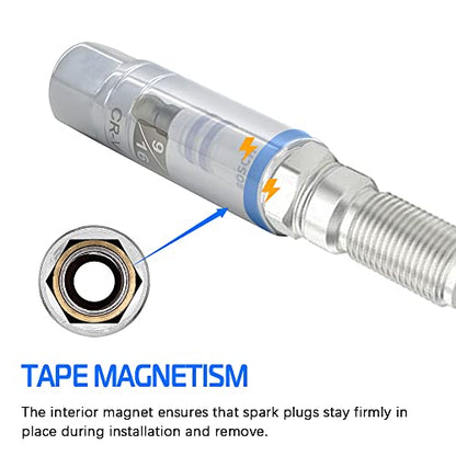 5PCS Magnetic Spark Plug Socket Set Includes 14mm 16mm Thin Wall Socket and 9/16-inch 5/8-inch and 13/16-inch Sockets 3/8-inch Drive Magnet Retains Spark Plugs - size: 5PCS Set
