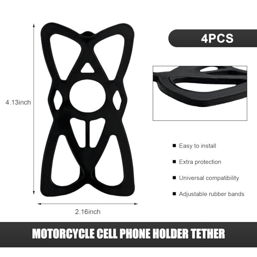 4PCS Motorcycle Phone Mount Tether, Anti-Slip Silicone Security Band Bike Cellphone Mount Tethers, Universal Cycling Phone Holder Grip Strap for Motorcycles Bikes Scooters - color: 4PCS
