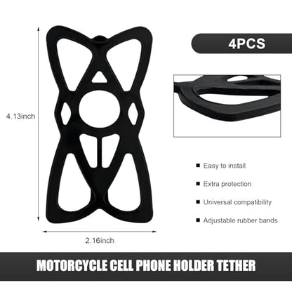 4PCS Motorcycle Phone Mount Tether, Anti-Slip Silicone Security Band Bike Cellphone Mount Tethers, Universal Cycling Phone Holder Grip Strap for Motorcycles Bikes Scooters - color: 4PCS