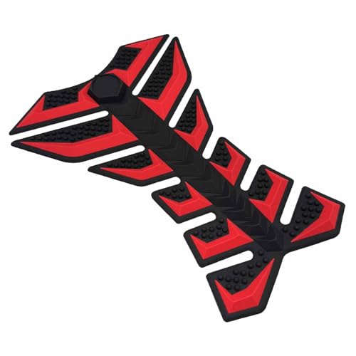 3D Fishbone Motorcycle Tank Pad, Anti-Slip Anti-Scratch Rubber Fuel Tank Protector Stickers, Self-Adhesive Waterproof Decorative Gas Tank Stickers Universal for Most Motorcycles (Red) - color: RED