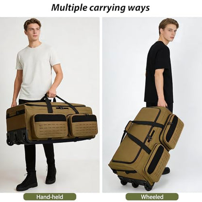 Rolling Duffle Bag with Wheels,120L Large Deployment Bag,Waterproof Military Duffle Bags for Tactical Military Deployment Camping - color: Yellow
