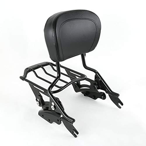 TCMT Detachable Passenger Backrest Sissy Bar With 2 Up Air Wing Luggage Rack 4 Point Docking Hardware Kits Fits For Harley Touring Road King Electra Street Road Glide 2009-2013 - color: Style D Black, size: Fit For 2009-2013 Touring
