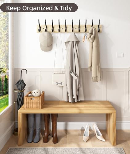 Optish 2 Pack Wooden Coat Rack Wall Mount, 16.1" Rustic Coat Hanger Hooks with 10 Double Hooks, Wall Coat Rack for Hat, Clothes, Bags, Jacket, Natural Wood - color: Natural Wood