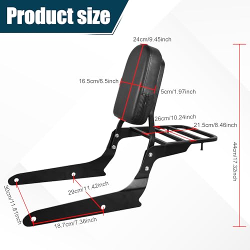 Motorcycle Passenger Backrest Sissy Bar With Back Rest Cushion Pad And Luggage Rack Compatible With For Honda Shadow Spirit 750 VT750C2 2007-2014 Shadow Phantom VT750C2B 2010-2019