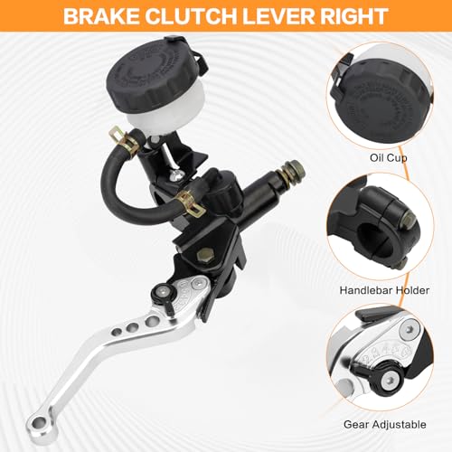 Motorcycle Brake Pump Lever 7/8" 22mm Hydraulic Master Cylinder Reservoir Clutch CNC Left & Right Set Universal Replacement for Harley Honda Kawasaki Suzuki Yamaha (Sliver) - color: Silver