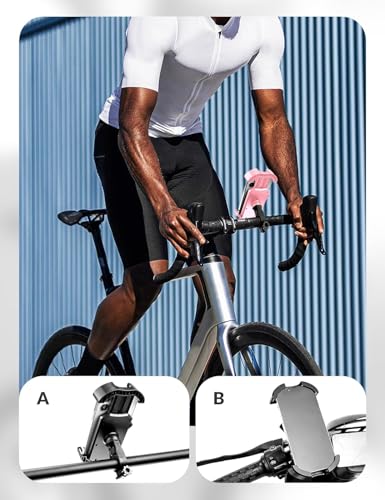 ROCKBROS Bike Phone Holder - Motorcycle & Scooter Mount, Adjustable, Shockproof, Security Lock, 4.7'-6.8' Phones 2-Pack (Handlebar Mount Pink + White) - color: 2 Pack - Handlebar Mount Pink + White