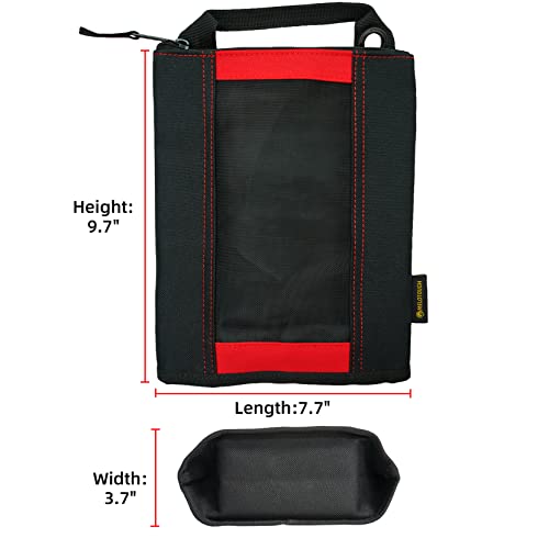 MELOTOUGH Fastener Bag Utility Canvas Zipper Tool Bag Heavy Duty Mesh Window, Hanging Grommets (Red 2 pack） - color: Red color