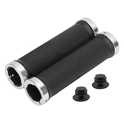 1 Pair Bike Handlebar Grips, Lightweight Rubber Handlebar Sleeve for Mountain Bike - color: Silver