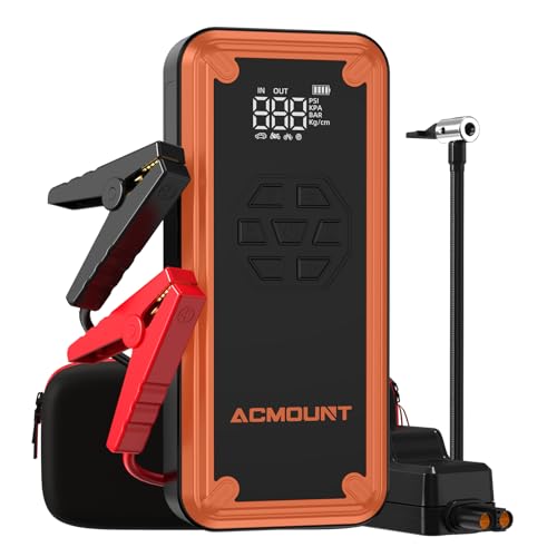 W160 Jump Starter with Air Compressor, 5000A Portable Car Jump Starter 150PSI Tire Inflator/Air Pump, 12V Battery(Up to 9L Gas/8L Diesel Engine) Jump Pack Car Emergency Kit Idea Gift for Man (Orange) - color: Orange