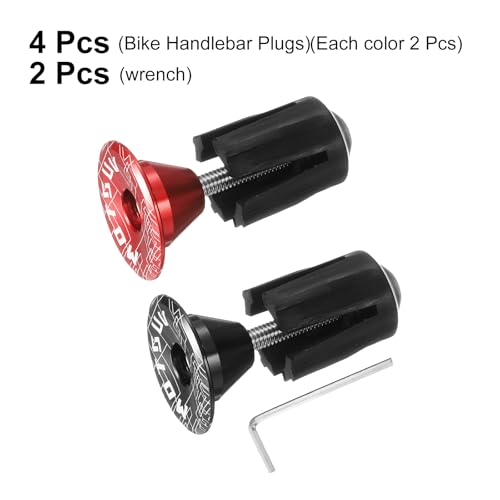 HARFINGTON 2Pair Bike Handlebar End Plugs Aluminum Bar End Caps 16-21mm Adjustment Expanding Locking with Tool for MTB Road BMX Fixed Gear Bike, Red Black - color: Red Black