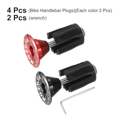 HARFINGTON 2Pair Bike Handlebar End Plugs Aluminum Bar End Caps 16-21mm Adjustment Expanding Locking with Tool for MTB Road BMX Fixed Gear Bike, Red Black - color: Red Black