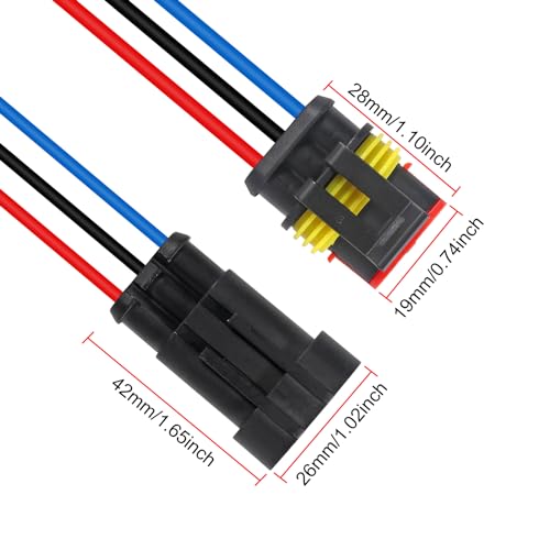 DIANN 6 Sets 3 Pin Connector Waterproof Connector Male and Female Electrical Connector 16 AWG Wire for Car Truck, Boat and Other Wire Connection - size: 3-Pin
