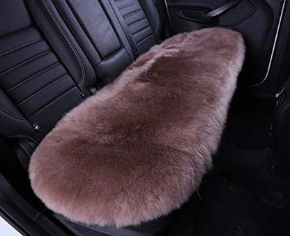 Sheepskin Car Back Seat Cover Pad 18x53.5nch Long Wool Seat Cushion Winter Warm Universal Fit Auto, SUV, Truck, Dinner Chair Office Chair Back Cameo Brown - color: Tan, size: 18x53 Inch (Pack of 1)