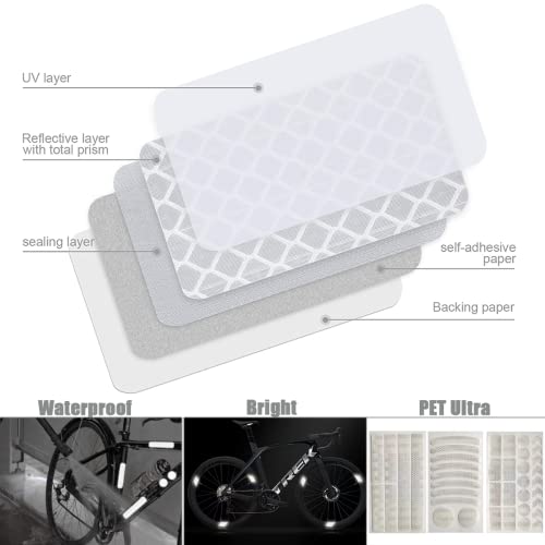42Pcs Reflective Stickers, Reflective Decals Multi Shapes Kit, Waterproof Outdoor Safety Warning Reflective Stickers, Night Visibility Adhesive Stickers for Helmet, Bicycle, Car & Stroller