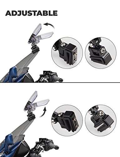 KEMIMOTO Motorcycle Windshield Upgraded Aluminum Metal Heightened Windshield Extension Spoiler Clip Universal Adjustable Extension Clips Clear - color: Clear