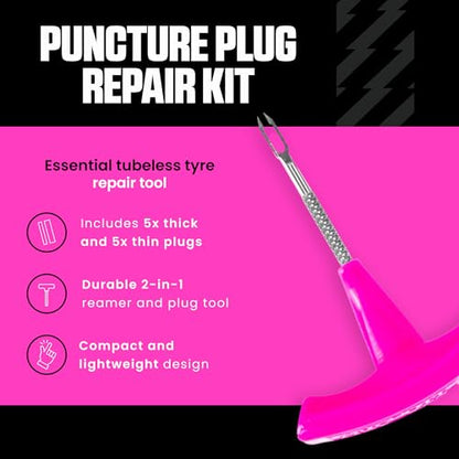 Muc-Off Puncture Plug Kit - Tubeless Tyre Puncture Repair with Plugger and Plugs