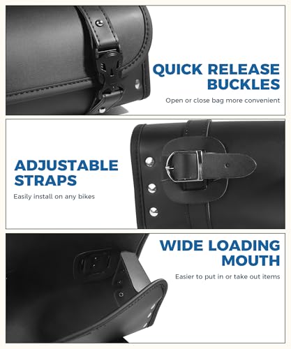 Motorcycle Handlebar Bag,Car Accessories Motorcycle Tool Bag,Pu Leather Motorcycles Fork Bag,Autobikes Side Bag with Straps,Motorcycles Bag,Autobike Storage Bag,Suitable for Most Autobike