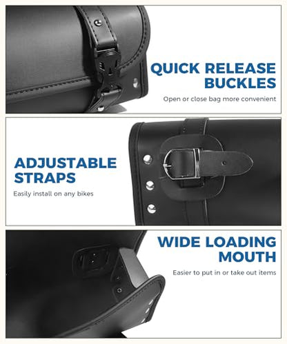 Motorcycle Handlebar Bag,Car Accessories Motorcycle Tool Bag,Pu Leather Motorcycles Fork Bag,Autobikes Side Bag with Straps,Motorcycles Bag,Autobike Storage Bag,Suitable for Most Autobike