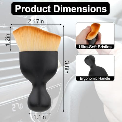 Car Detailing Brush, Soft Bristle Cleaning Brush, Scratch-Free Auto Duster Tool for Dashboard, Air Vents, Leather & Interior Cleaning (Black&Brown with Cap) - color: Black&brown With Cap