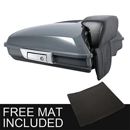 XFMT Motorcycle 5.5" Gunship Gray Razor Trunk Luggage W/Passenger Backrest Pad For Harley Touring Road King Street Glide Road Glide Electra Glide Ultra Classic 2014-Later - color: Gunship Gray Set 1